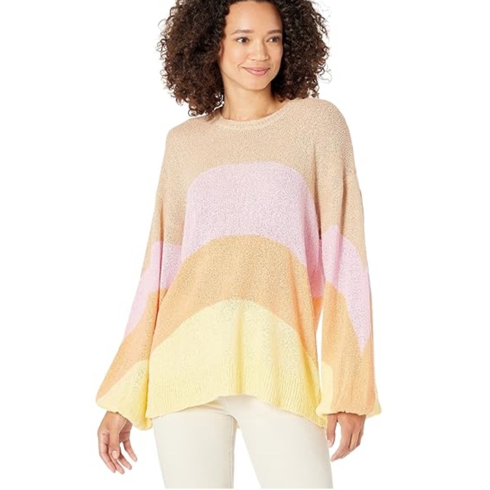 Show Me Your Mumu Pismo Knit Sweater Women’s Small Retro Stripe Boho Sunshine